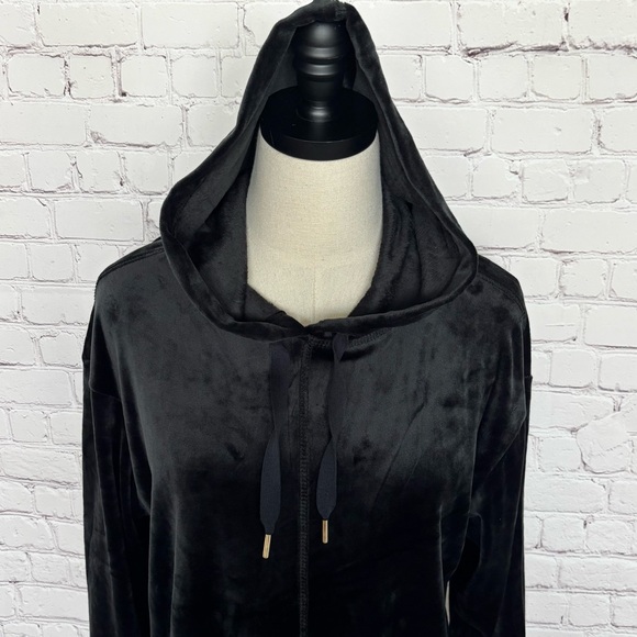 PHILOSOPHY Long Sleeve Straight Hem Black Velour Hoodie--NWT--PL - Picture 11 of 16